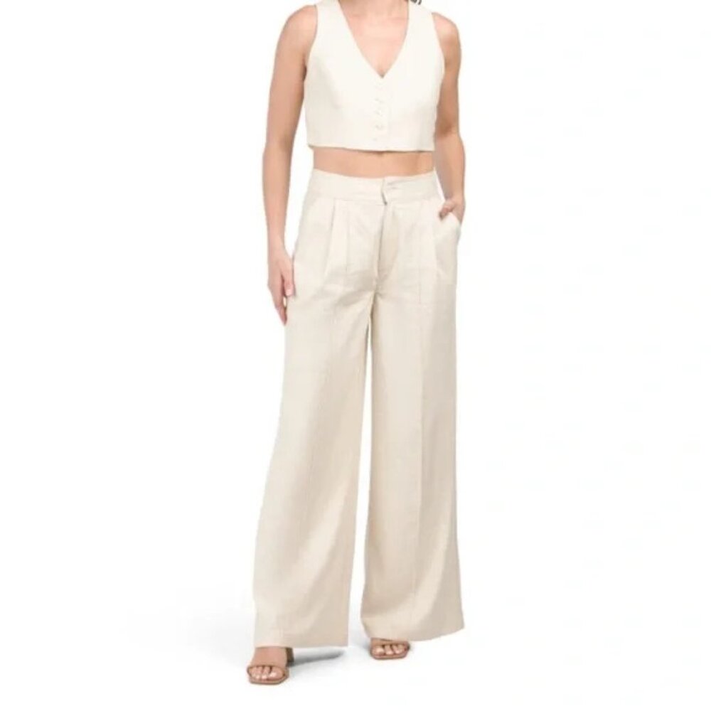 Christian Siriano Linen Pants and Vest White Size 12